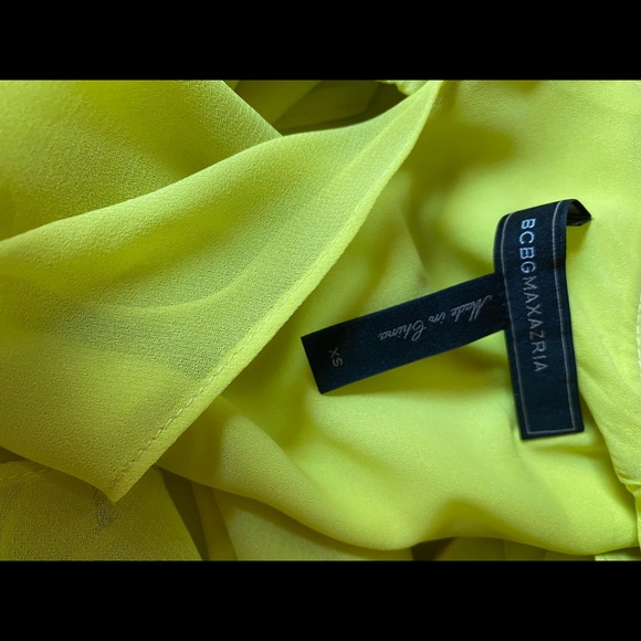 NWOT BCBG MaxAzria Yellow/Lime Flowy Dress XS - Picture 4 of 4